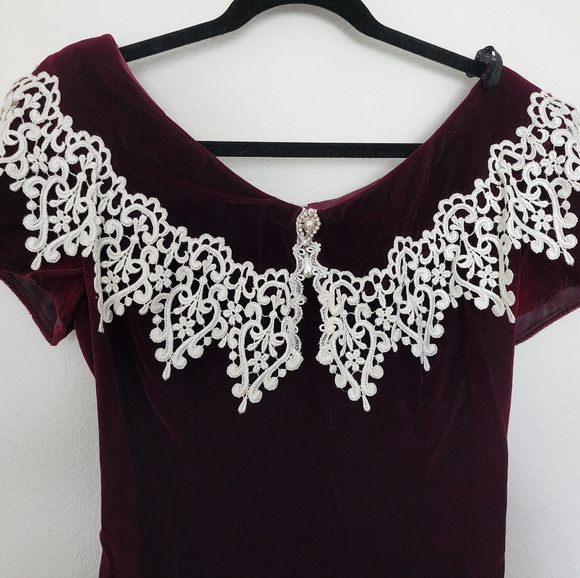 SOLD Scott McClintock Vintage Size 10 Velvet  Burgundy Formal Dress - Picture 10 of 10